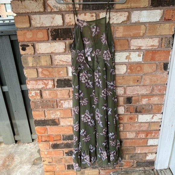 NWT Avec Les Filles Womens Chiffon Open Back Floral Midi Ruffle Dress Boho - Picture 9 of 11